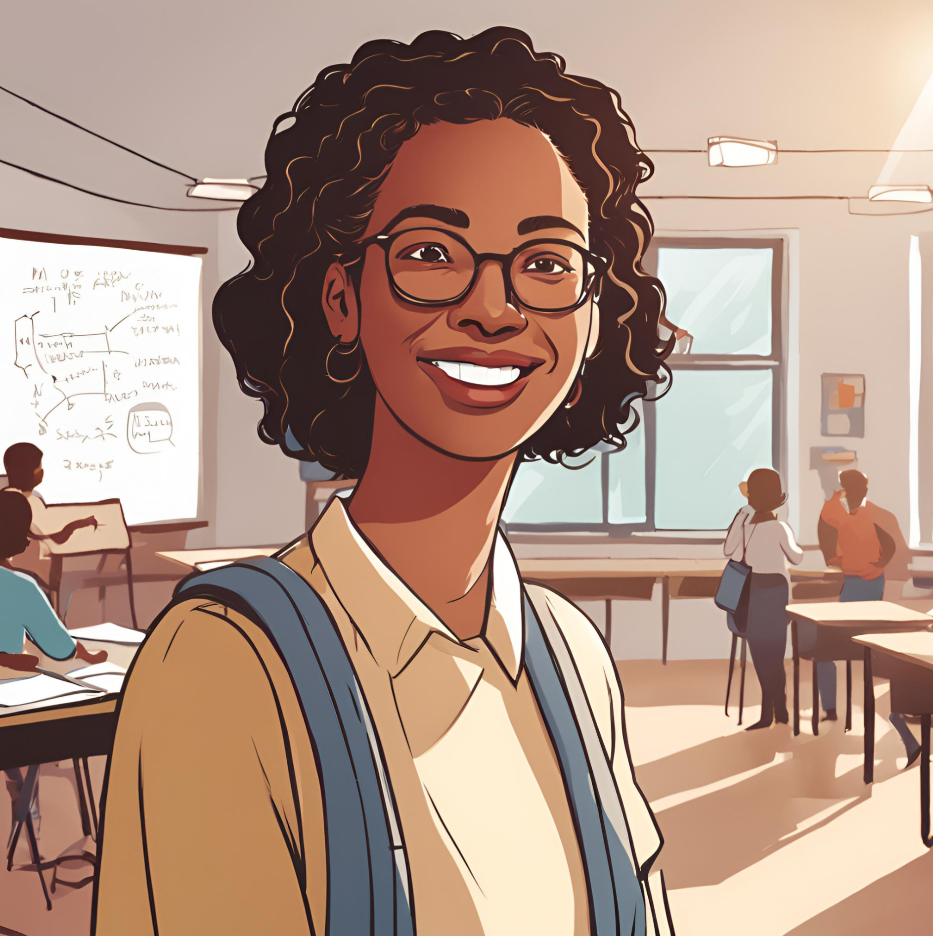Tutor smiling illustration