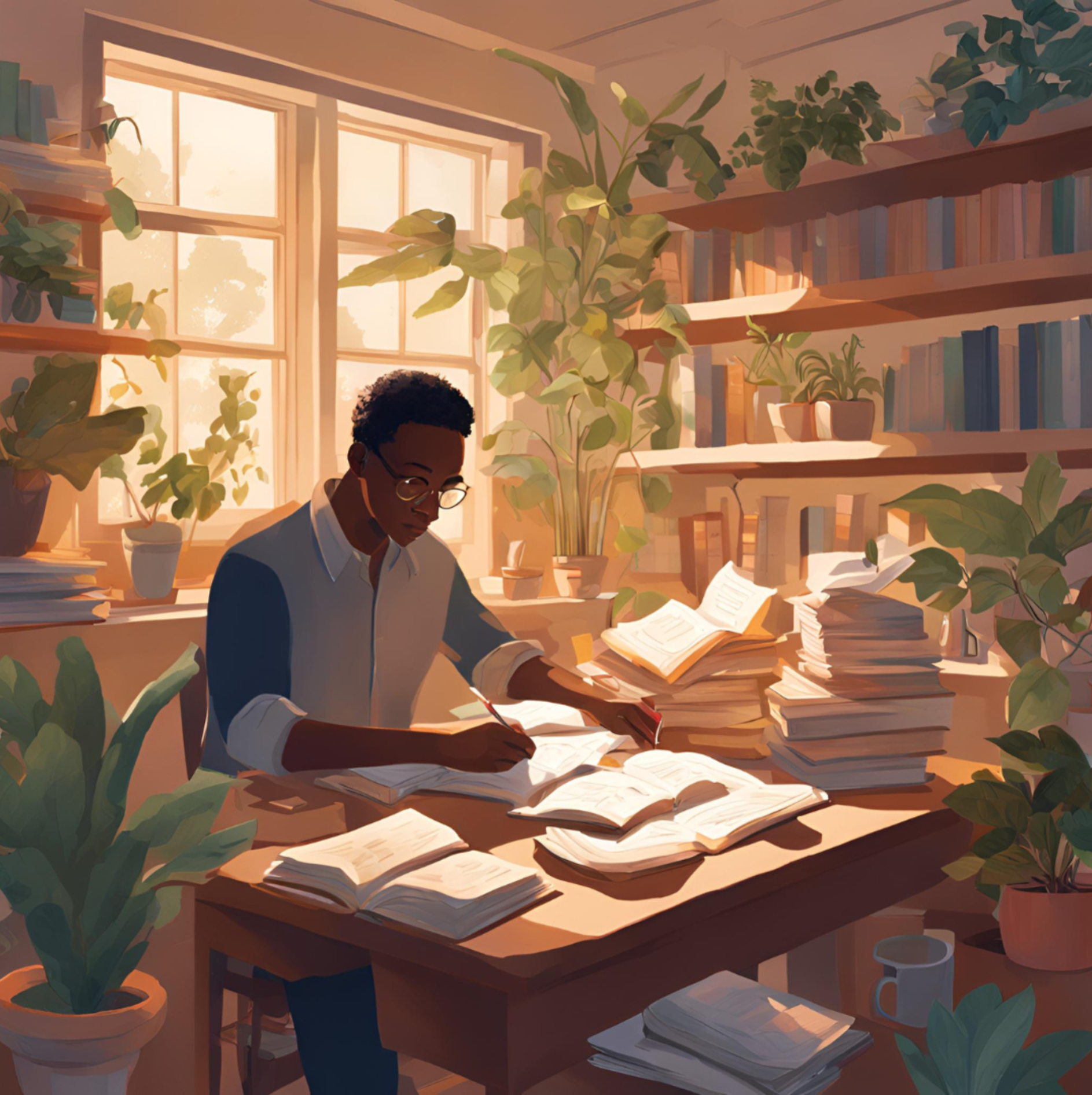 Tutor working illustration